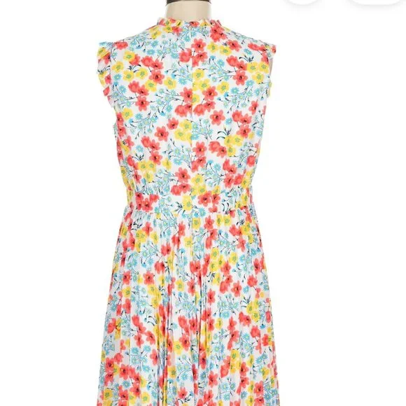 Ann Taylor Ruffle Sleeve Floral Dress Size 8 petite - Picture 2 of 5